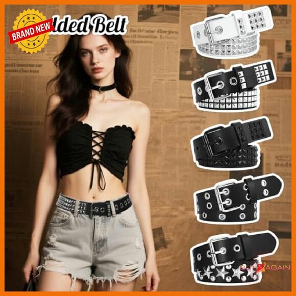 3-Piece Studded Belt Set Punk Rock Metal Rivet Belt for Women Men main image 7